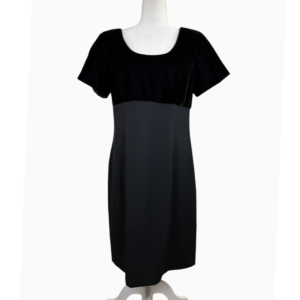 Black Velvet Rhinestone Bow Back Sheath Cocktail Dress Approx Size M 8-10